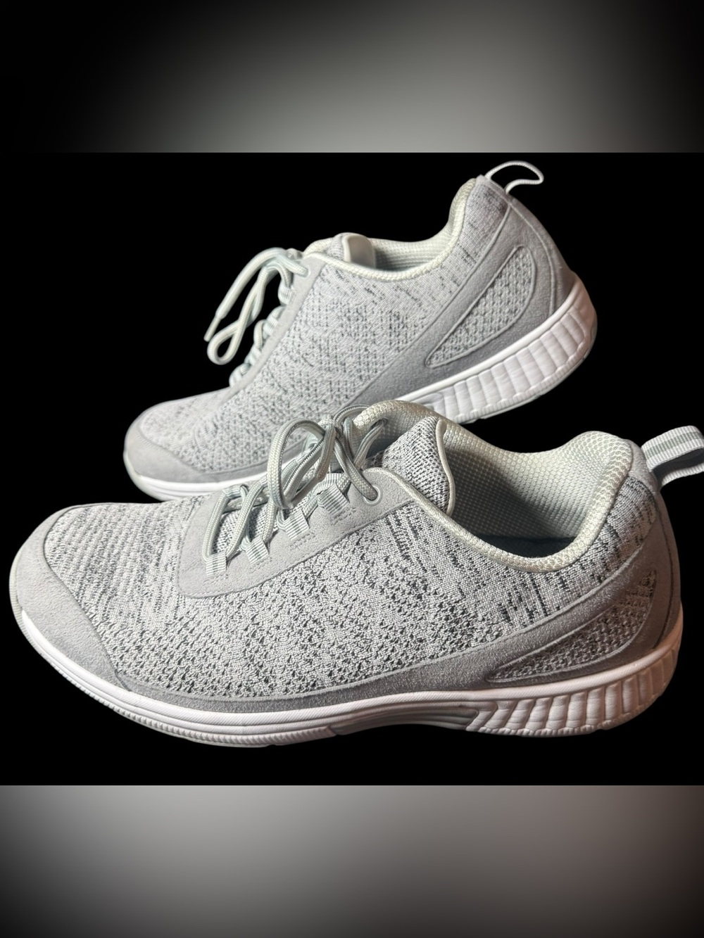 Orthofeet Lava Men’s 12 D Gray Stretch Knit Orthopedic Sneakers Walking Shoes